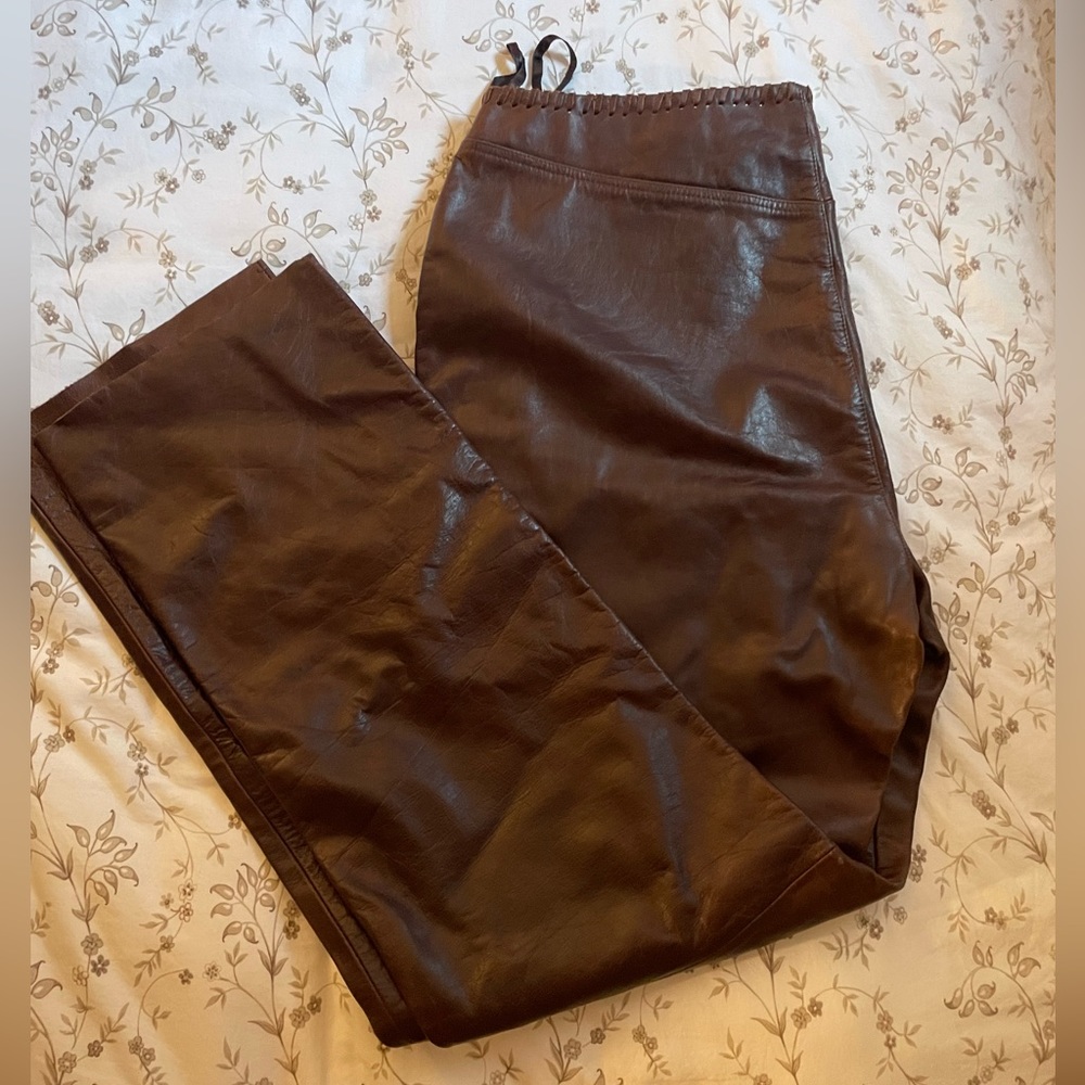 Faux- Leather Brown Cowboy style Pants
